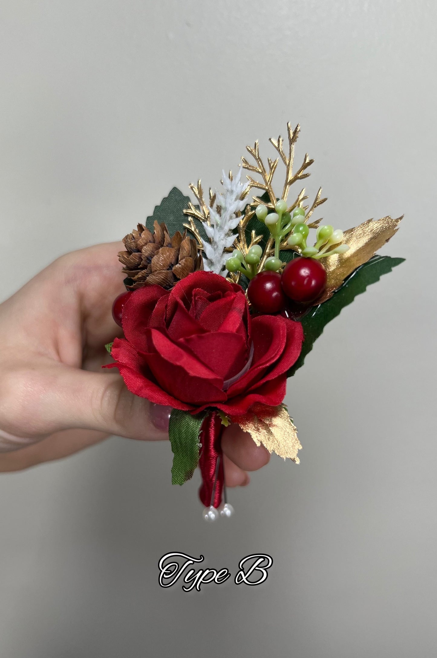 Christmas Boutonniere Wedding Groom White Red Boutonnières Groomsmen Ivory Boutonnière Christmas Groom Winter Pine Cone Artificial Flowers