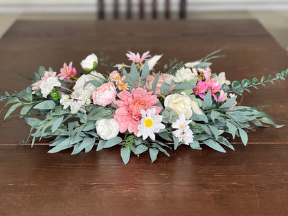 Wedding Sweetheart Pink White Dusty Rose Aisle Arrangement Centerpiece Pink Table Sweetheart Ivory Spring Chamomile Artificial Flowers