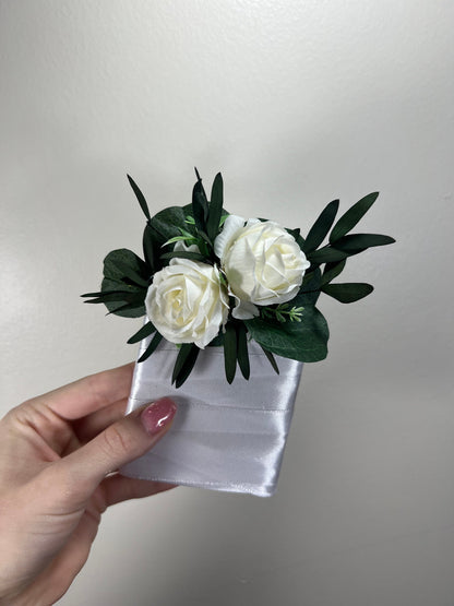 Wedding Pocket Boutonniere White Groom Boutonnière Squere Groomsmen Wedding Ivory Rustic Decor Artificial Flowers White Boutonnière Pocket