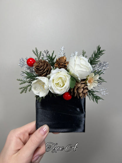 Pocket Boutonniere Christmas Wedding Groom White Red Pinned Boutonnières Groomsmen Square Boutonnière Pocket Winter Corsage Pine Cone