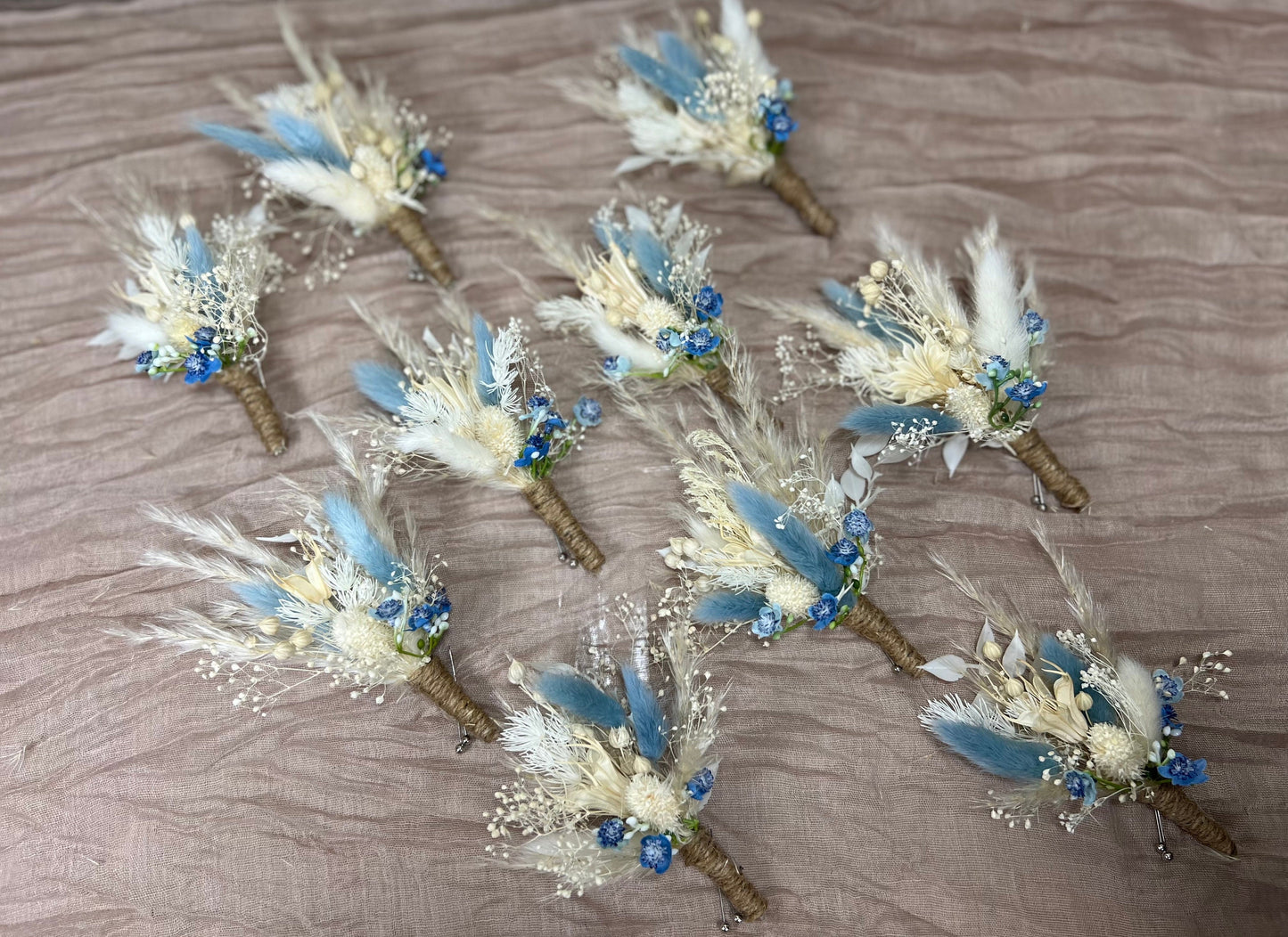 Wedding Boutonniere Blue Groom White Dusty Blue Boutonnières Groomsmen Ivory Corsage Boutonnière Groom Corsage Mom Artificial Flowers