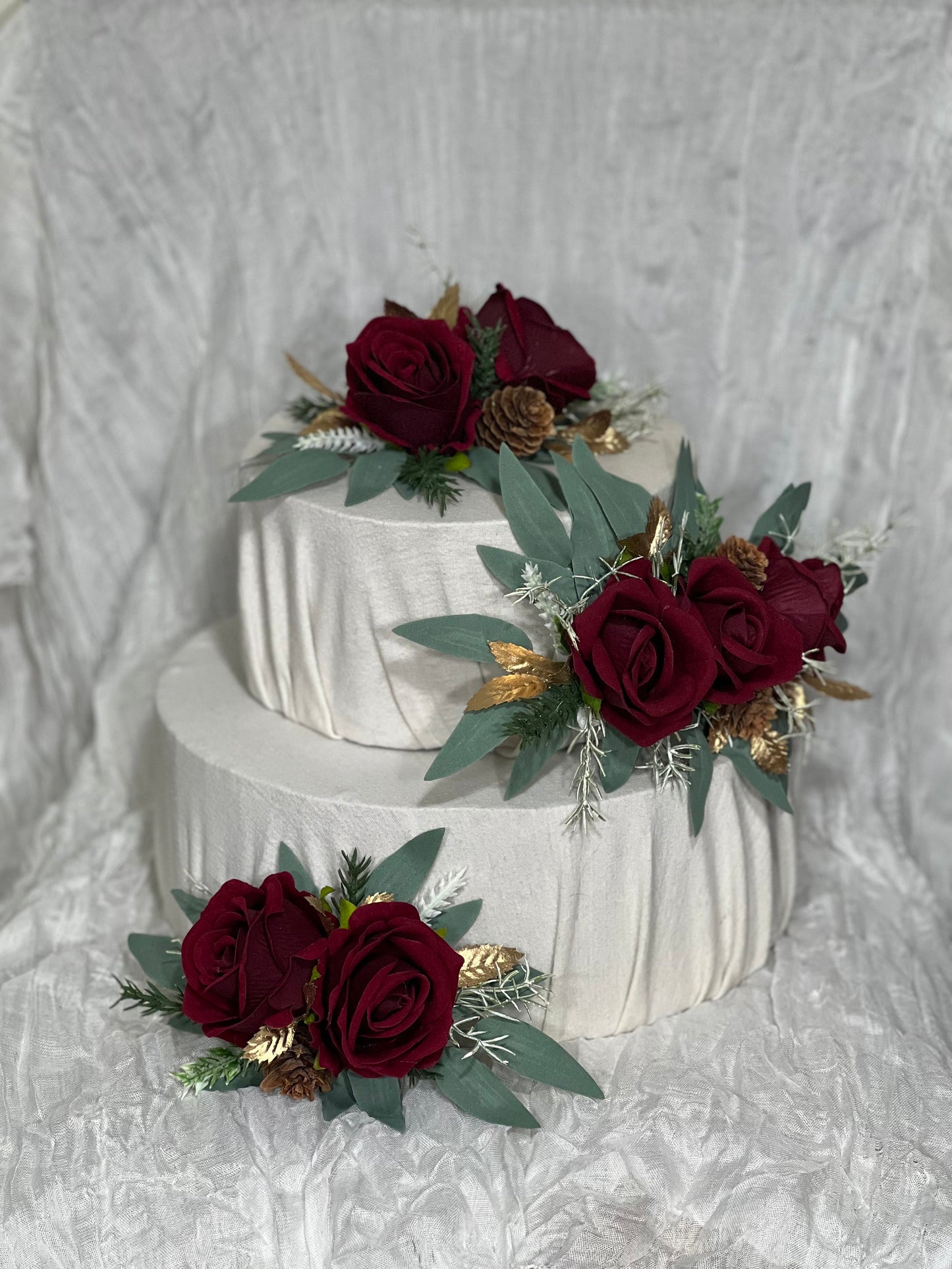 Wedding Cake Decor Christmas Burgundy Cake Topper Decoration Cake Arrangements Wedding Burgundy Cake Decor Gold Wedding Artificial Flowers