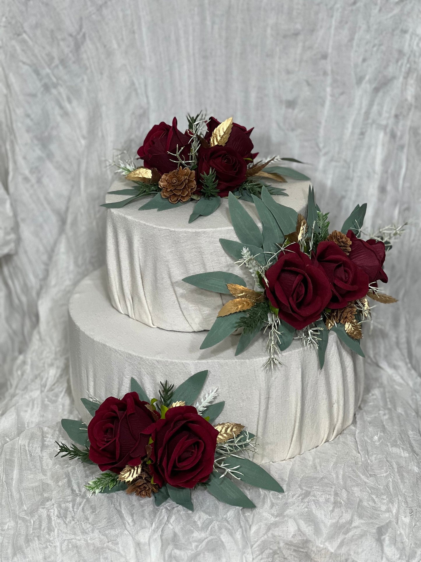 Wedding Cake Decor Christmas Burgundy Cake Topper Decoration Cake Arrangements Wedding Burgundy Cake Decor Gold Wedding Artificial Flowers