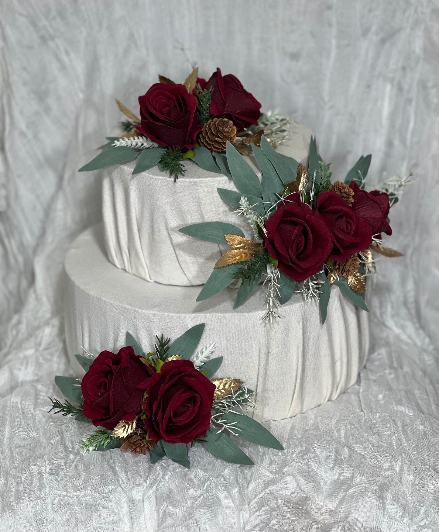 Wedding Cake Decor Christmas Burgundy Cake Topper Decoration Cake Arrangements Wedding Burgundy Cake Decor Gold Wedding Artificial Flowers