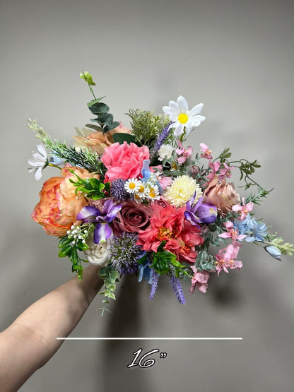 Wedding Wild Flowet Bouquet Pink Bridal White Bouquet Pink Blush Orange Bridesmaids Bouquet Spring Summer Blue Wild Flower Artificial