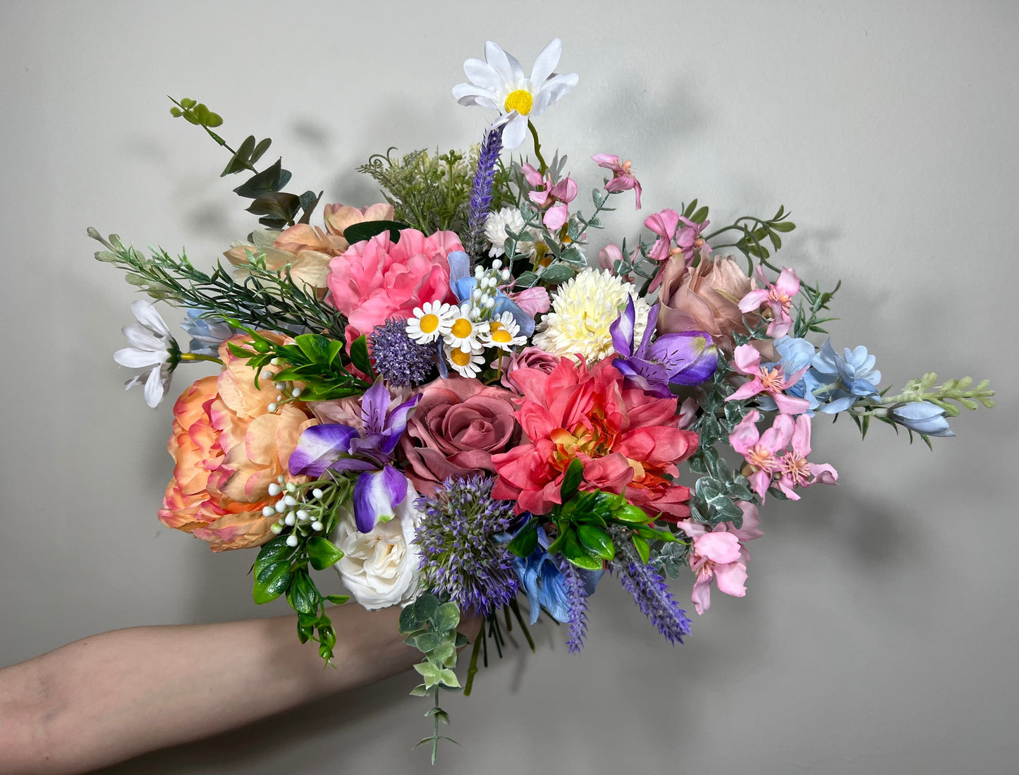 Wedding Wild Flowet Bouquet Pink Bridal White Bouquet Pink Blush Orange Bridesmaids Bouquet Spring Summer Blue Wild Flower Artificial