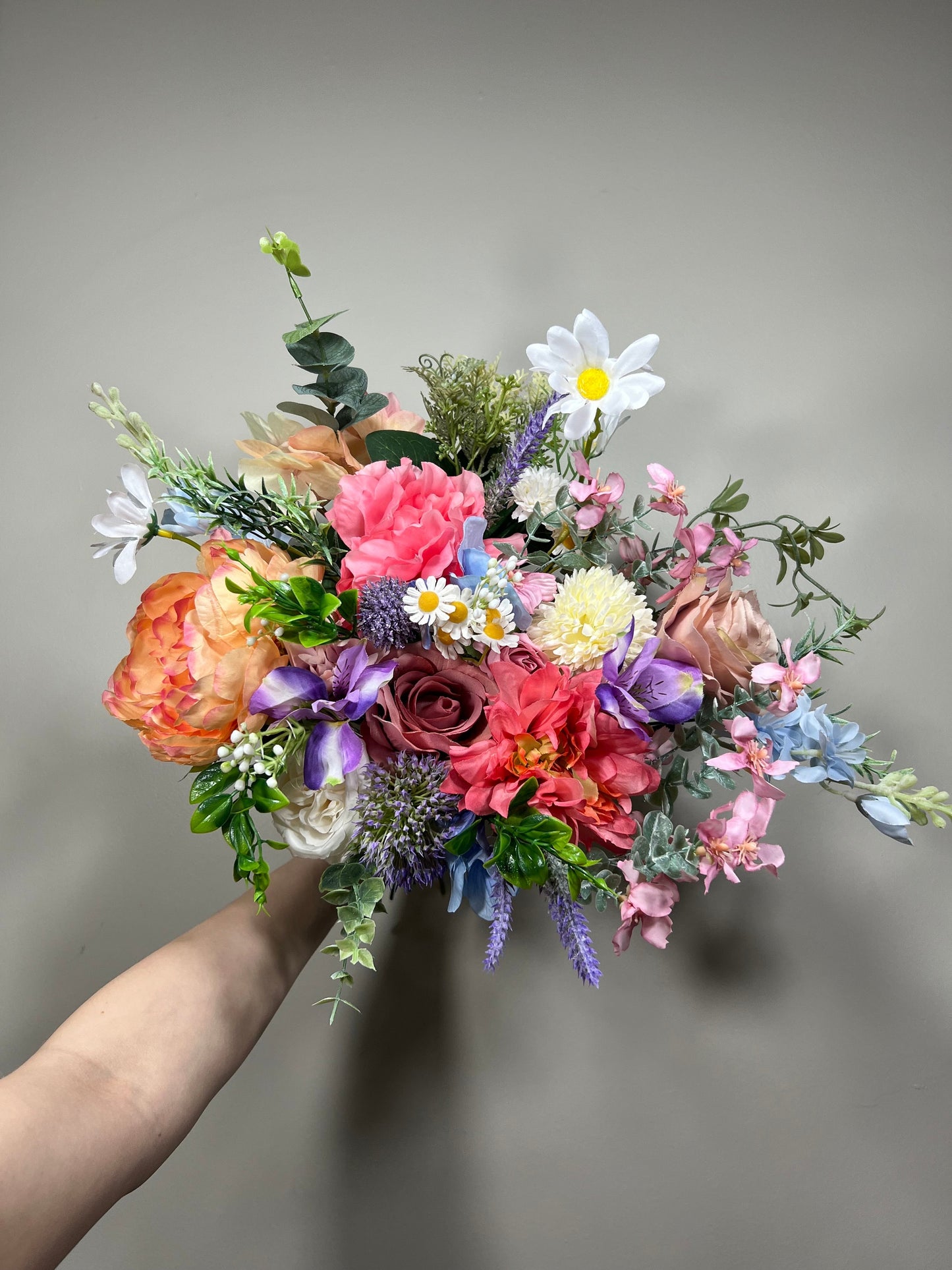 Wedding Wild Flowet Bouquet Pink Bridal White Bouquet Pink Blush Orange Bridesmaids Bouquet Spring Summer Blue Wild Flower Artificial