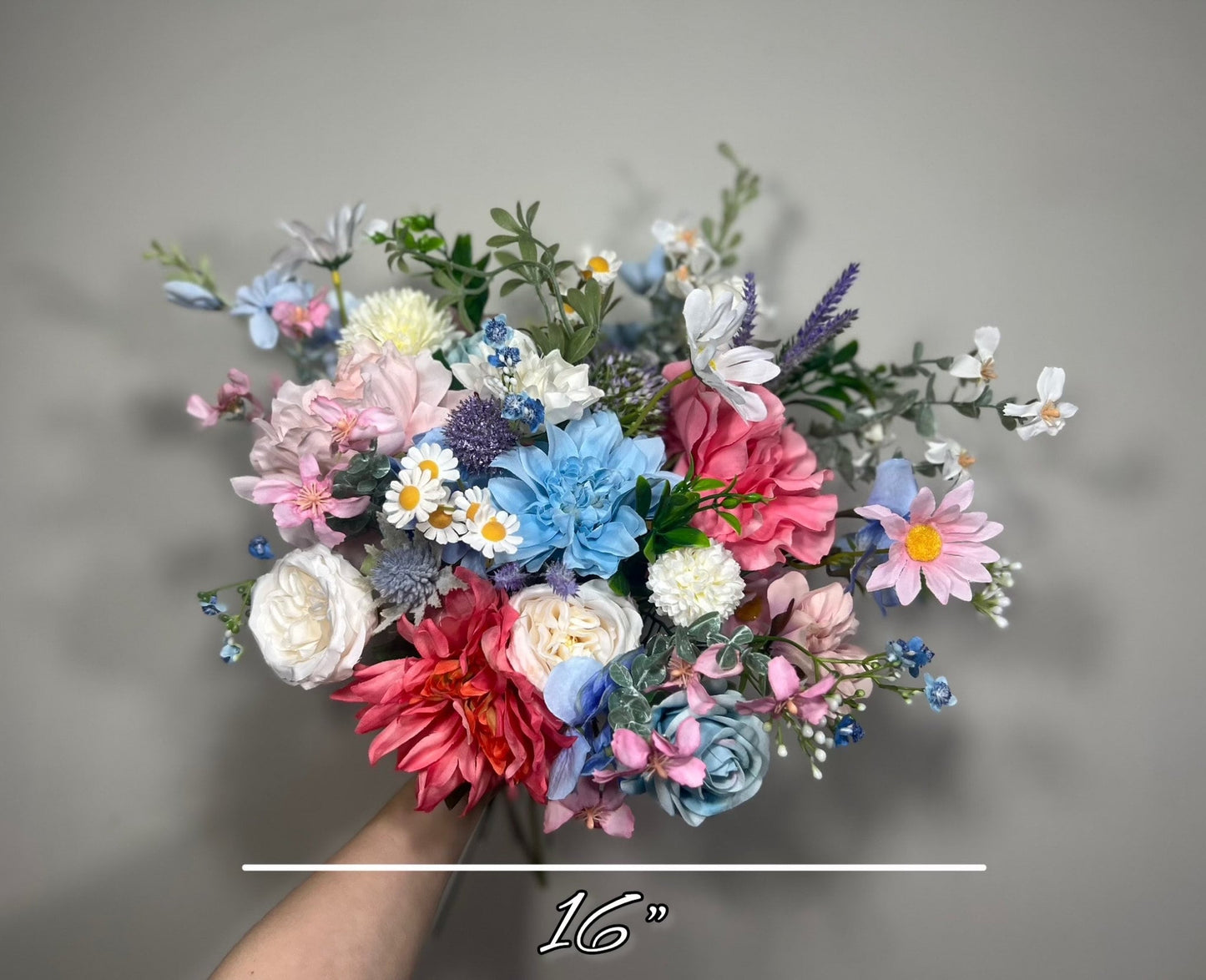 Summer Wedding Bouquet Wild Flower Pink Bridal White Spring Bouquet Pink Blush Blue Bridesmaids Bouquet Blue Wild Flower Artificial