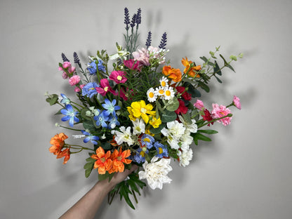 Wild Flower Bouquet Wedding Bridal Spring Bouquet Summer Pink Blush Blue Bridesmaids Bouquet Chamomile Yellow Orange Wild Flower Artificial