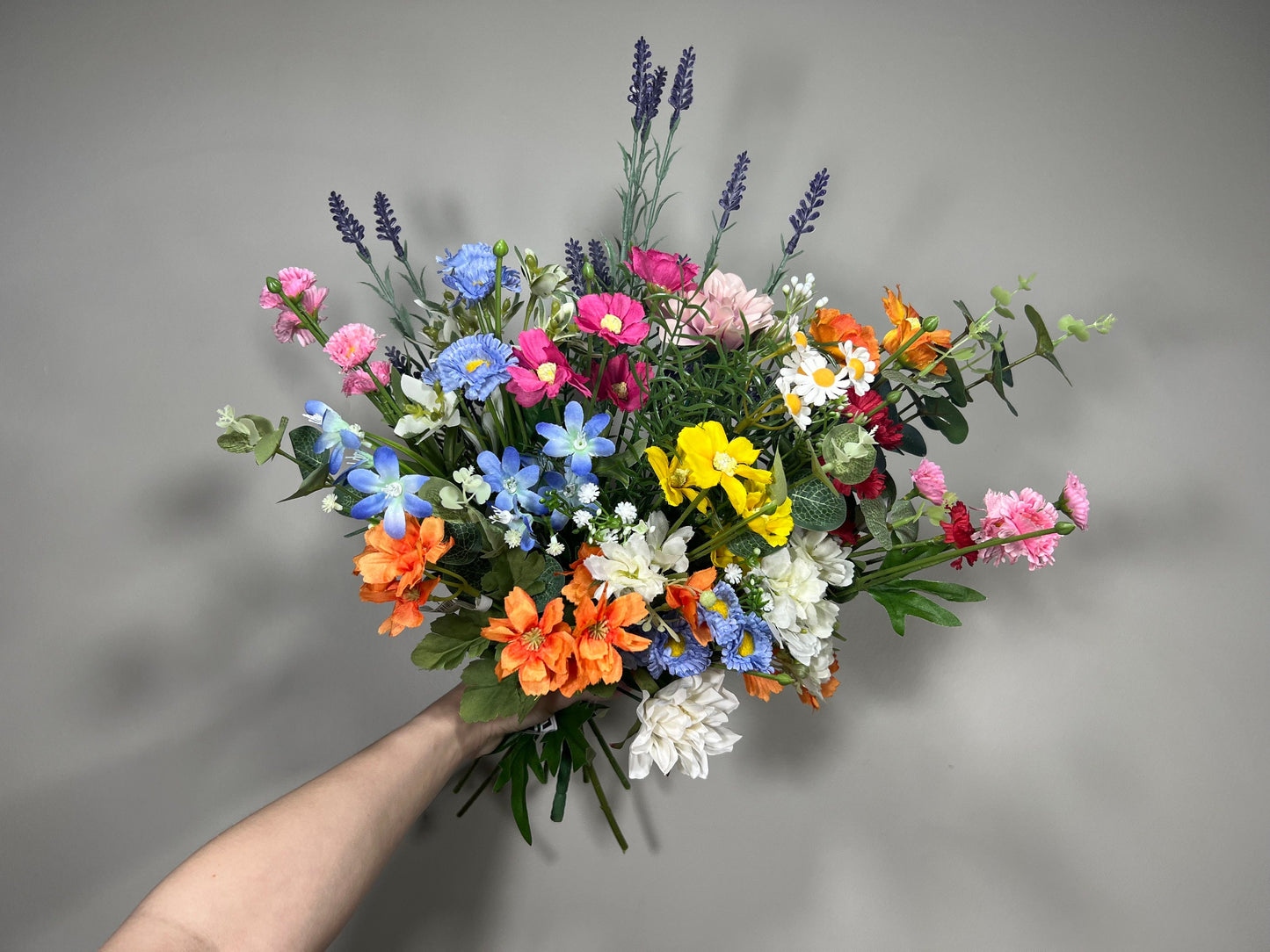 Wild Flower Bouquet Wedding Bridal Spring Bouquet Summer Pink Blush Blue Bridesmaids Bouquet Chamomile Yellow Orange Wild Flower Artificial