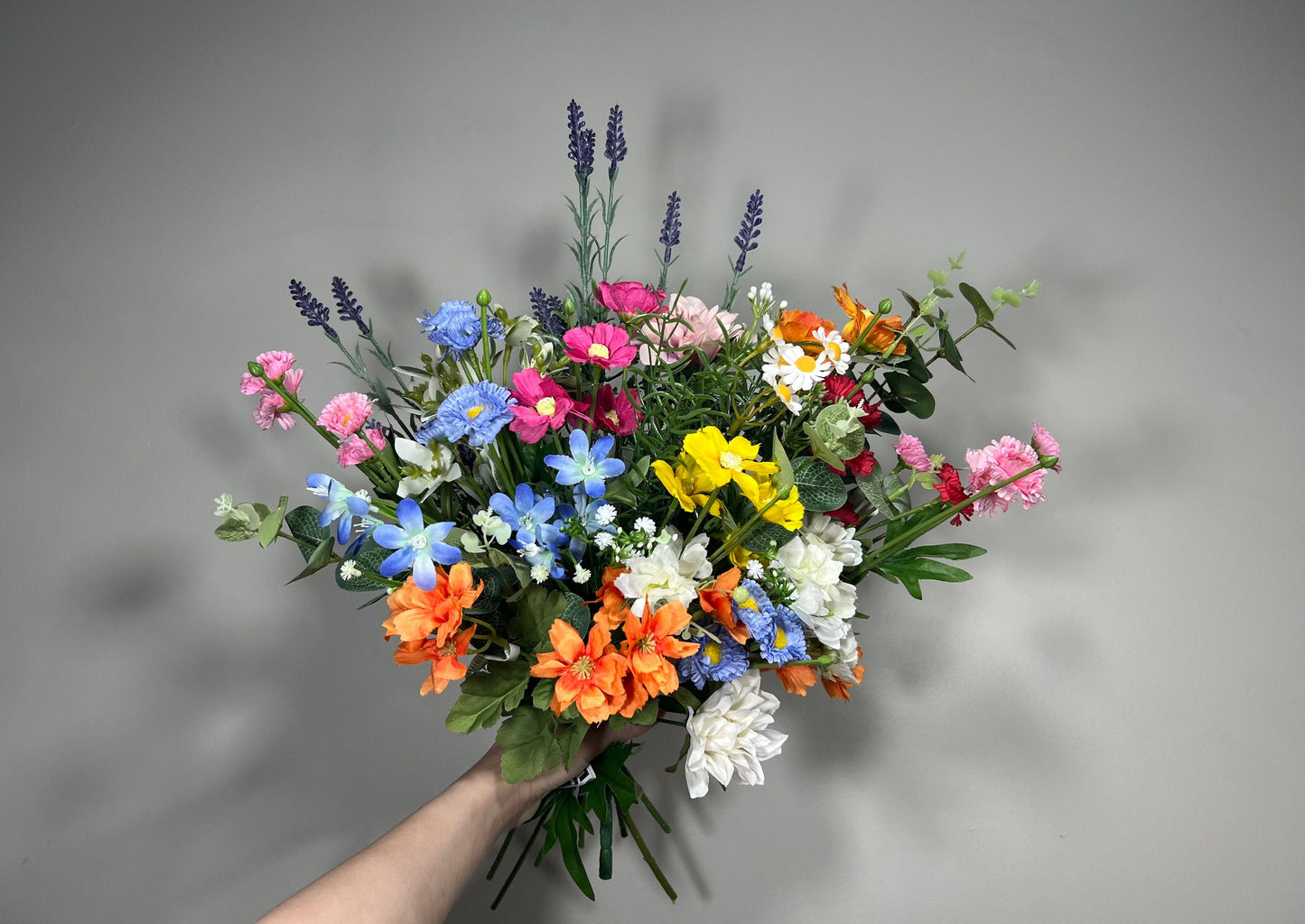 Wild Flower Bouquet Wedding Bridal Spring Bouquet Summer Pink Blush Blue Bridesmaids Bouquet Chamomile Yellow Orange Wild Flower Artificial