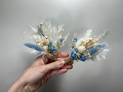 Wedding Boutonniere Blue Groom White Dusty Blue Boutonnières Groomsmen Ivory Corsage Boutonnière Groom Corsage Mom Artificial Flowers