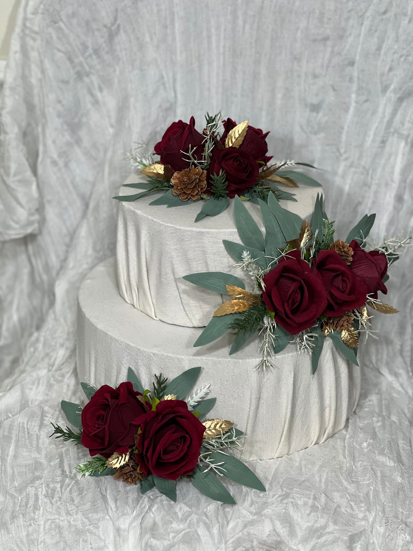 Wedding Cake Decor Christmas Burgundy Cake Topper Decoration Cake Arrangements Wedding Burgundy Cake Decor Gold Wedding Artificial Flowers