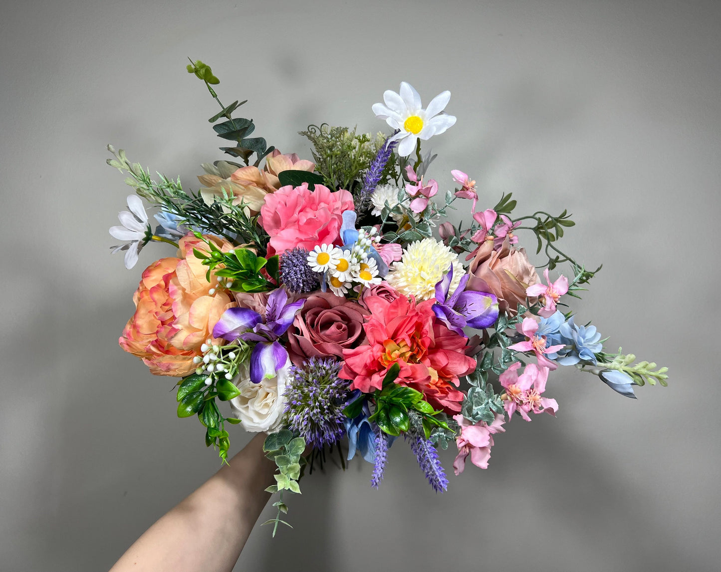 Wedding Wild Flowet Bouquet Pink Bridal White Bouquet Pink Blush Orange Bridesmaids Bouquet Spring Summer Blue Wild Flower Artificial