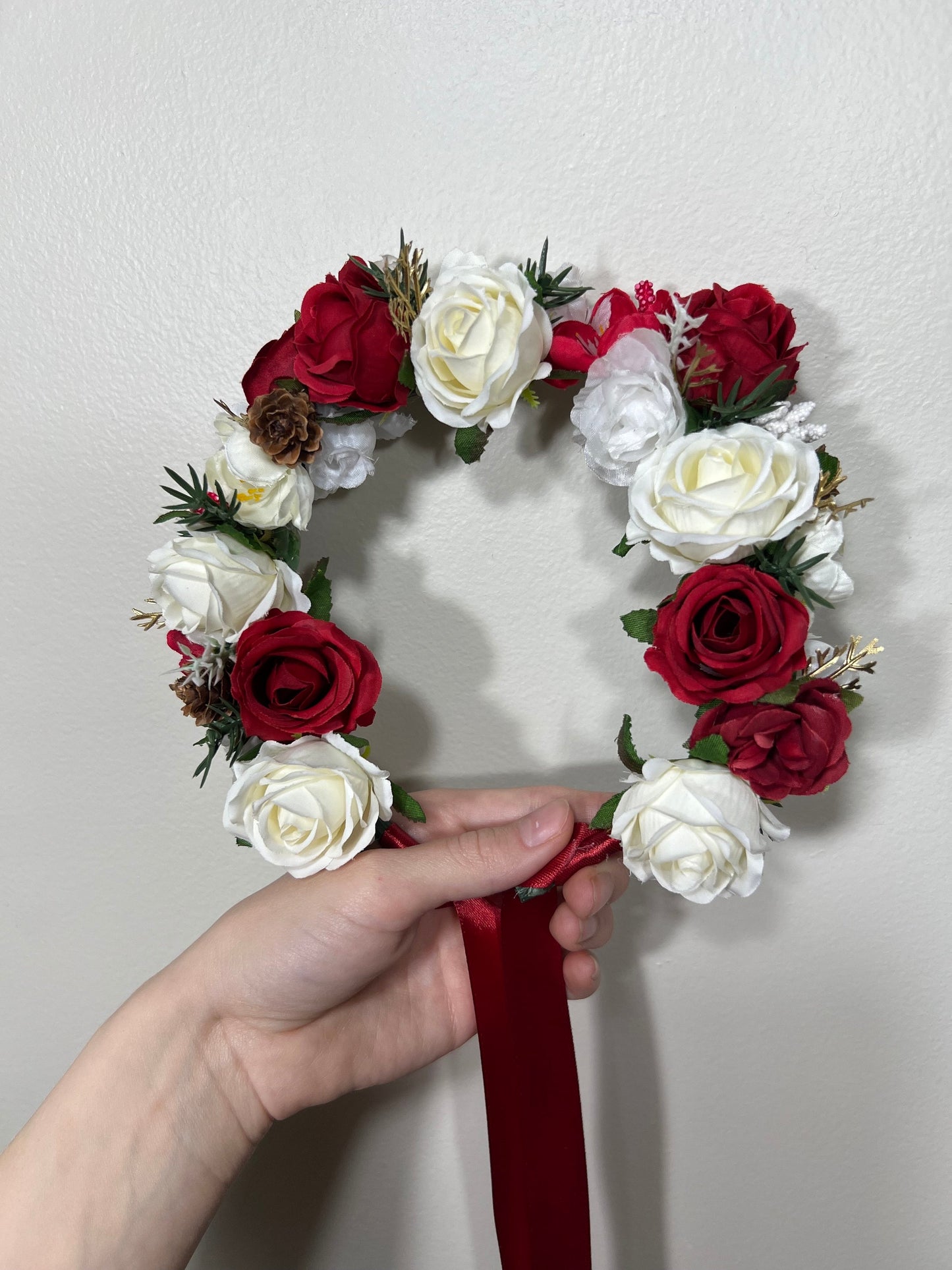 Wedding Flower Crown White Christmas Crown Wedding Floral Headband Flower Crown Adult Crown Flower Girl Wreath Winter Crown Children Red Hair Accessory