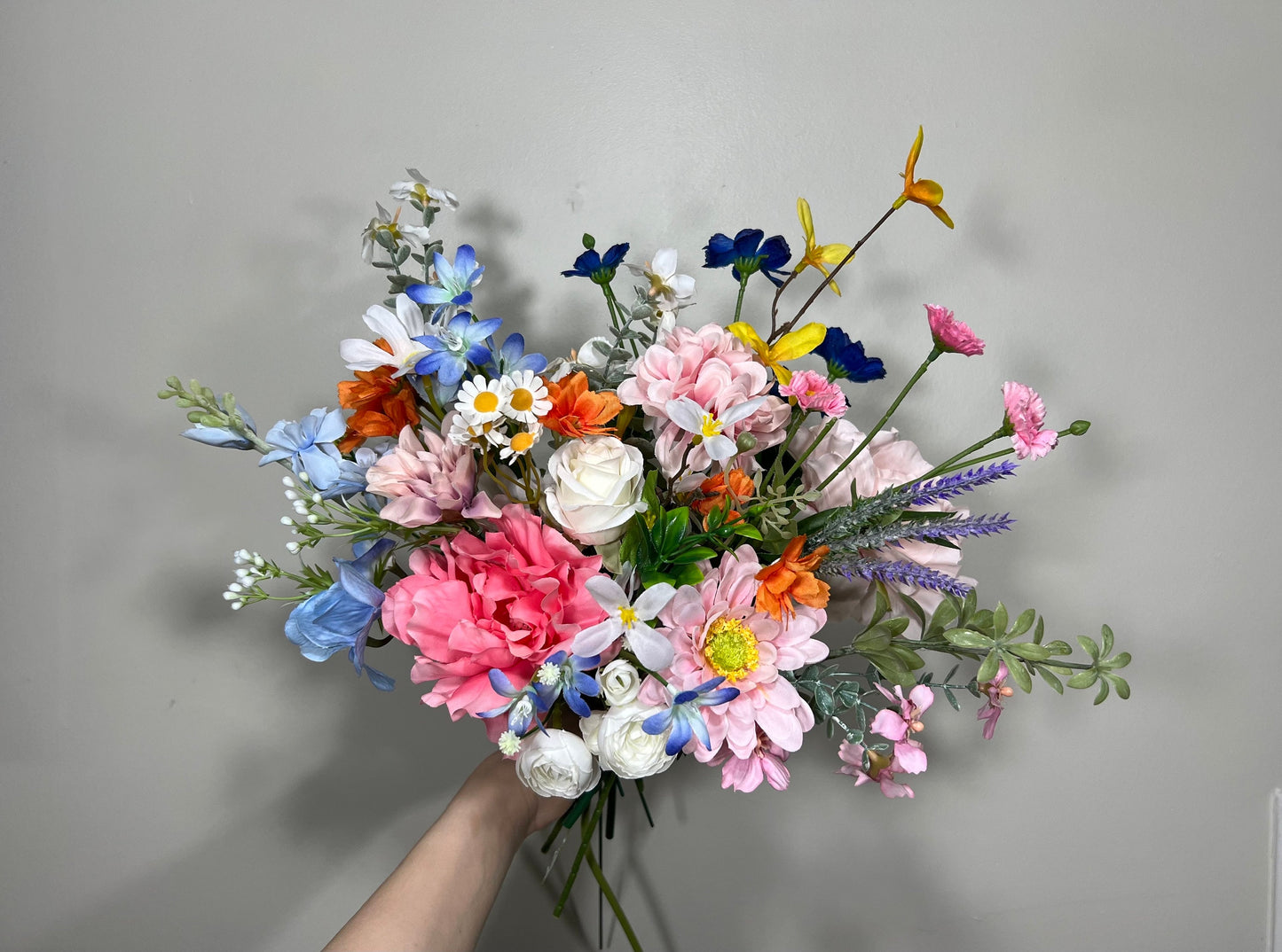 Summer Wedding Bouquet Wild Flower Pink Bridal White Spring Bouquet Pink Blush Blue Bridesmaids Bouquet Gerbera Wild Flower Artificial