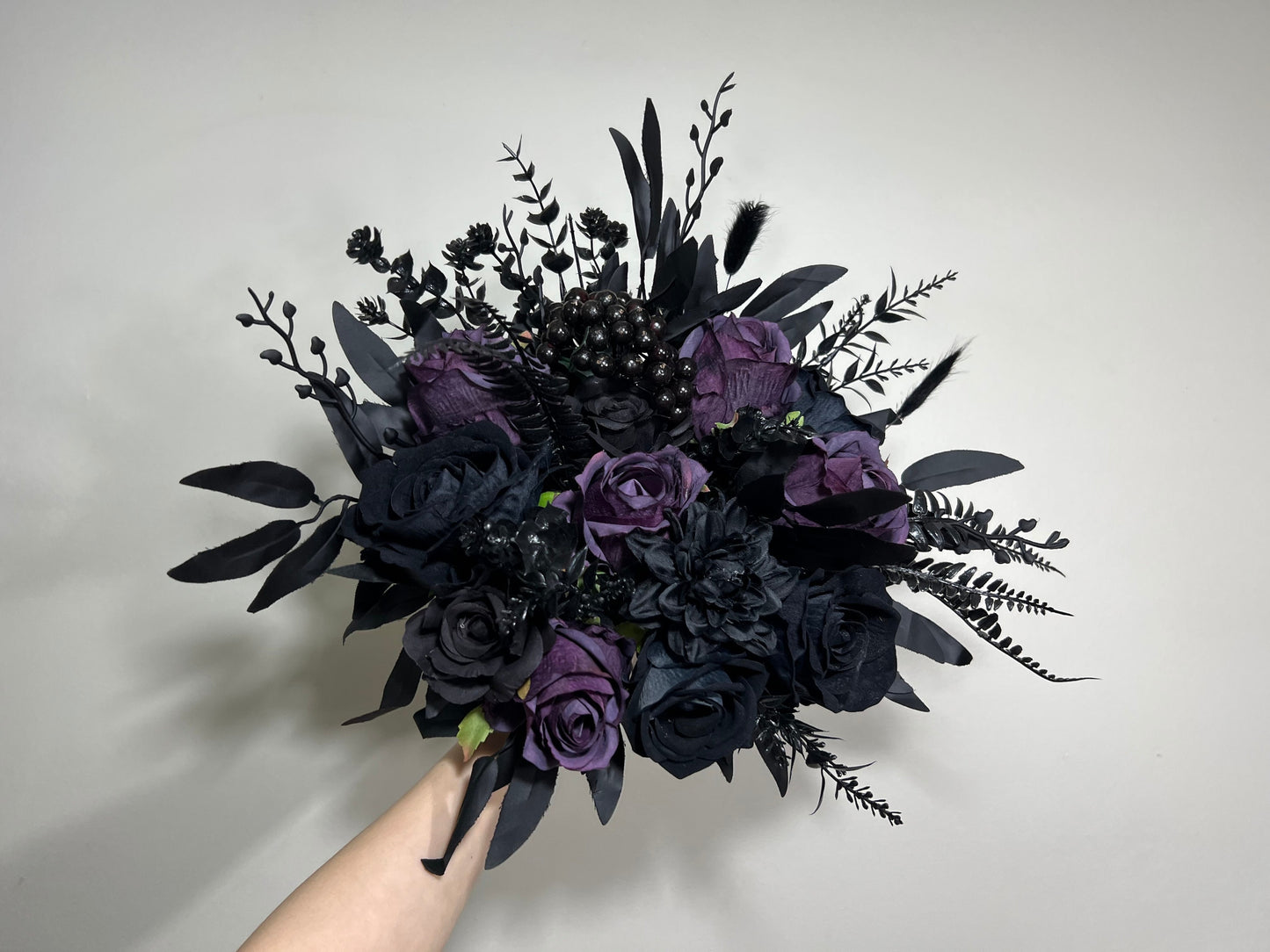 Wedding Bouquet Black Dark Purple Bridal Wedding Gothic Bouquet Black Decor Purple Black Bridesmaids Bouquet Dark Purple Artificial Flower