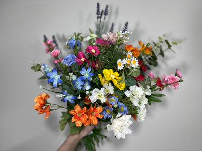 Wild Flower Bouquet Wedding Bridal Spring Bouquet Summer Pink Blush Blue Bridesmaids Bouquet Chamomile Yellow Orange Wild Flower Artificial