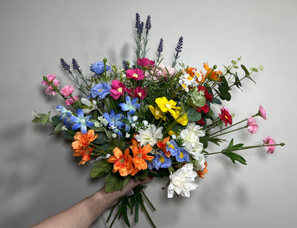 Wild Flower Bouquet Wedding Bridal Spring Bouquet Summer Pink Blush Blue Bridesmaids Bouquet Chamomile Yellow Orange Wild Flower Artificial