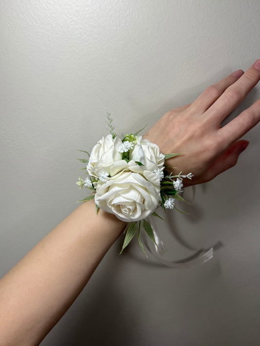 Wedding White Corsage Ivory Corsage Wedding Classic Wrist Corsage Bridesmaids Decor Wedding White Mom Corsage Accessories Artificial Flower