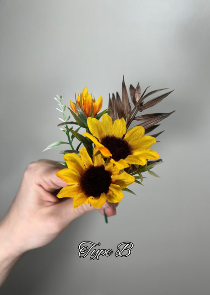 Wedding Sunflower Boutonniere Groom  Boutonnières Groomsmen Sunflower Boutonnière Groom Fall Sunflower Artificial Flowers