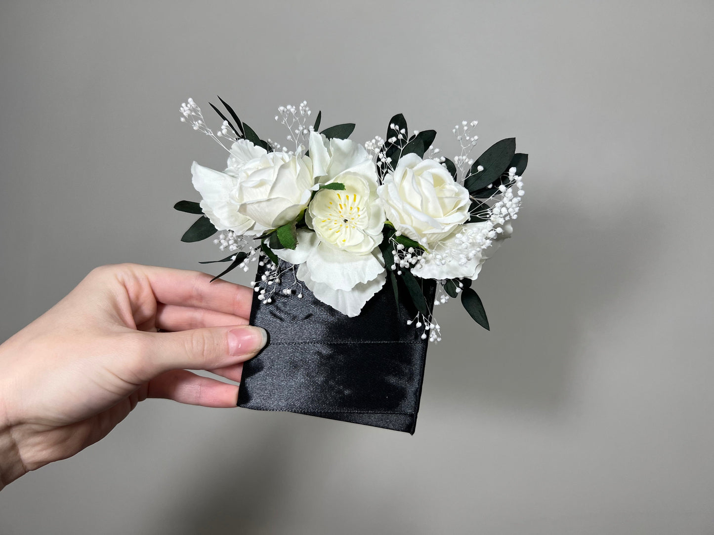 Wedding Pocket Boutonniere Christmas White Anemone Groom Boutonnière Square Groomsmen Wedding Ivory Rustic Eucalyptus Artificial Flowers