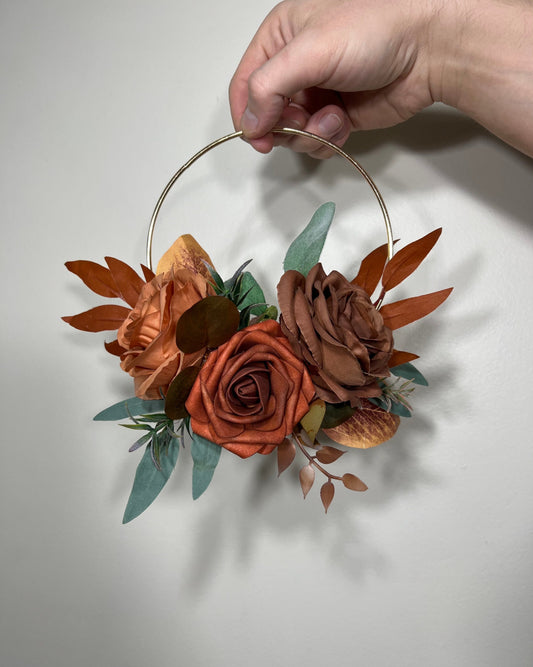 Wedding Hoop Terracotta Rust Hoop Burnt Orange Flower Girl Hoop Bridesmaids Ring Wreath Cinnamon Fall Artificial Flower