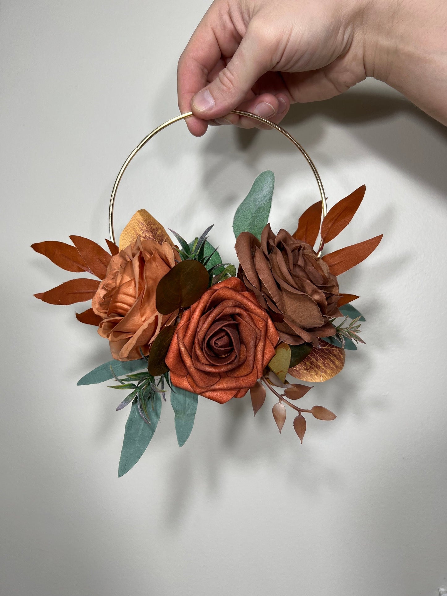 Wedding Hoop Terracotta Rust Hoop Burnt Orange Flower Girl Hoop Bridesmaids Ring Wreath Cinnamon Fall Artificial Flower