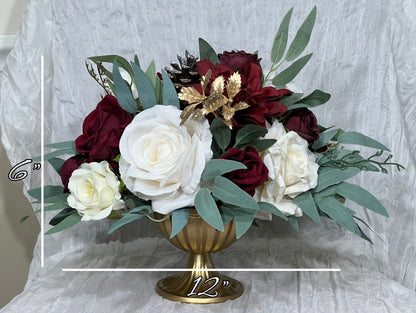 Wedding Burgundy Centerpiece Christmas Table Flower Ball Decoration White Table Centerpiece Barrel White Whiskey Winter Ivory Burgundy