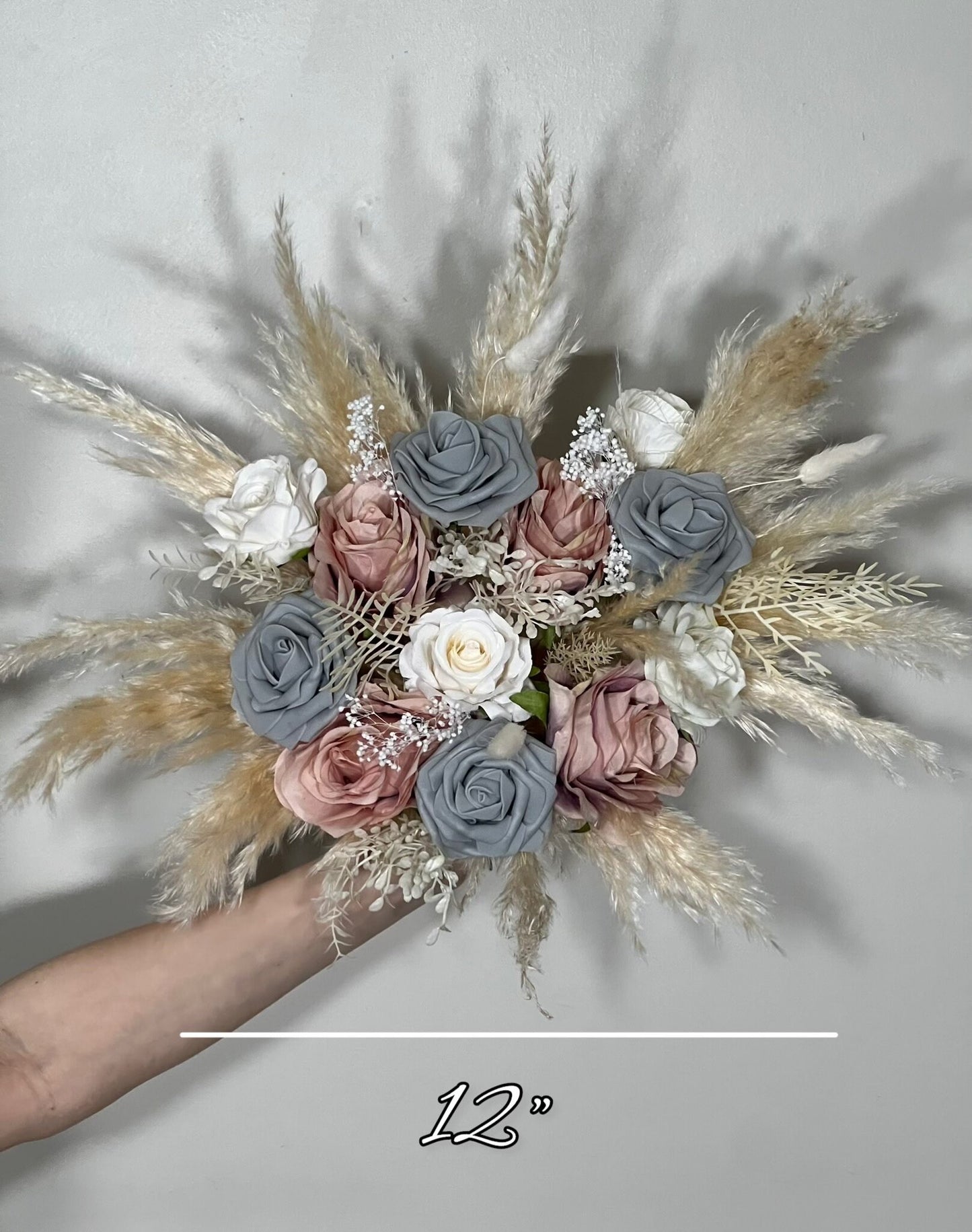 Wedding Bouquet Grey Bridal Dusty Rose Bouquet White Boho Bridesmaids Grey Bouquet Dusty Rose Decor Ivory Pampas Grass Artificial Flower