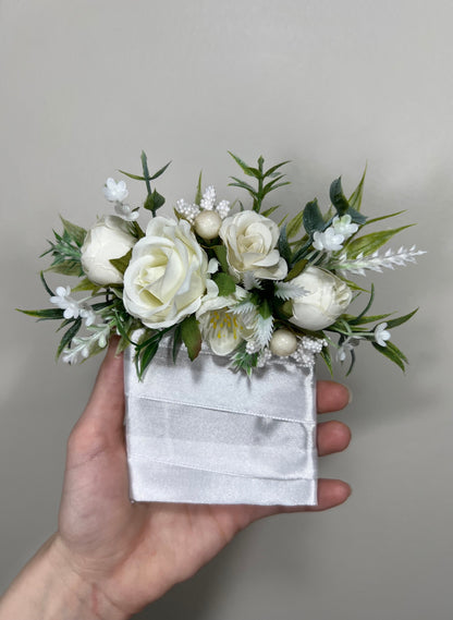 Wedding Pocket Boutonniere White Groom Boutonnière Ivory Square Groomsmen Pocket Boutonniere Wedding Ivory Rustic Decor Artificial Flowers