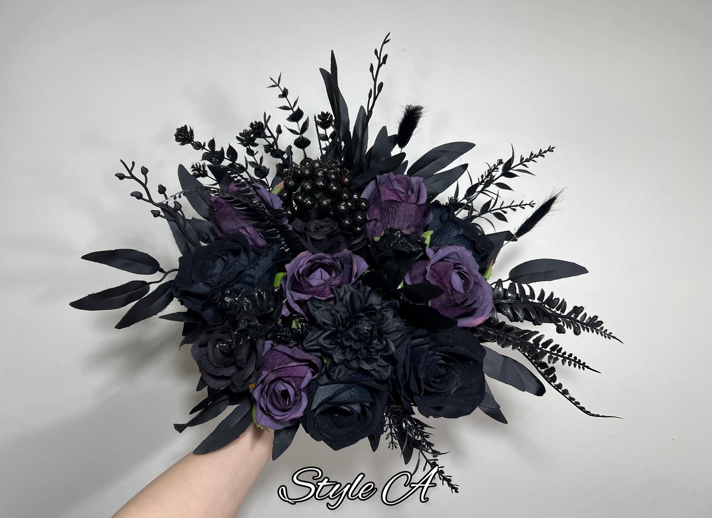 Wedding Bouquet Black Dark Purple Bridal Wedding Gothic Bouquet Black Decor Purple Black Bridesmaids Bouquet Dark Purple Artificial Flower