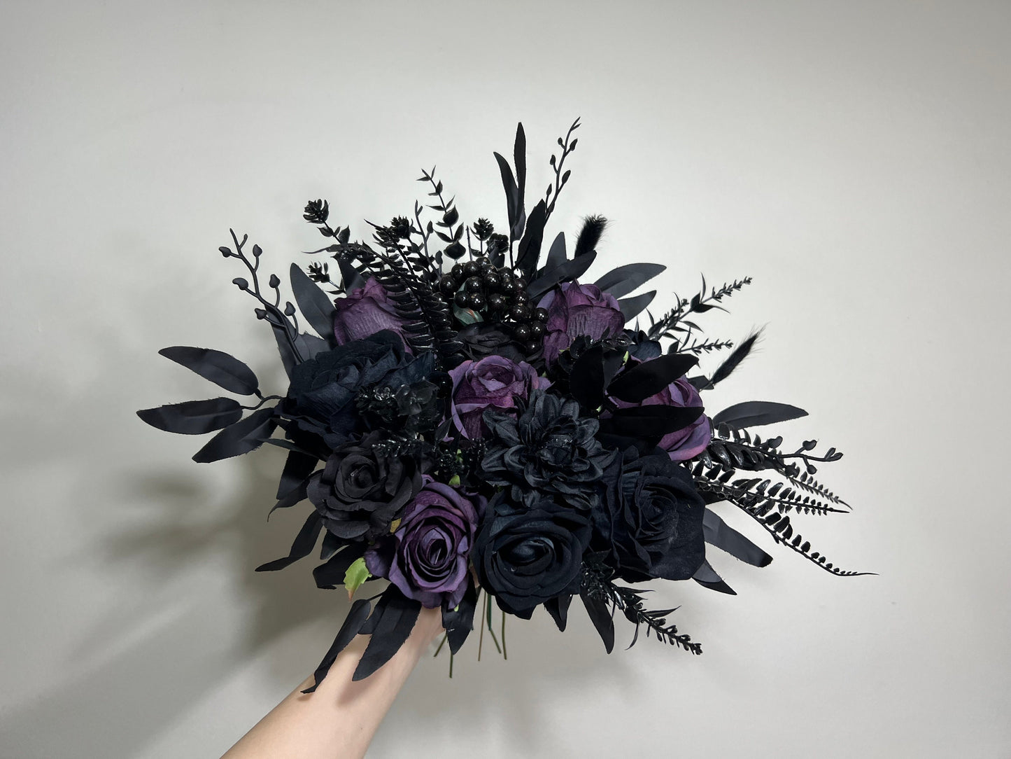 Wedding Bouquet Black Dark Purple Bridal Wedding Gothic Bouquet Black Decor Purple Black Bridesmaids Bouquet Dark Purple Artificial Flower