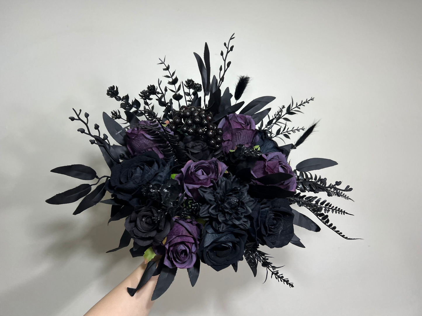 Wedding Bouquet Black Dark Purple Bridal Wedding Gothic Bouquet Black Decor Purple Black Bridesmaids Bouquet Dark Purple Artificial Flower