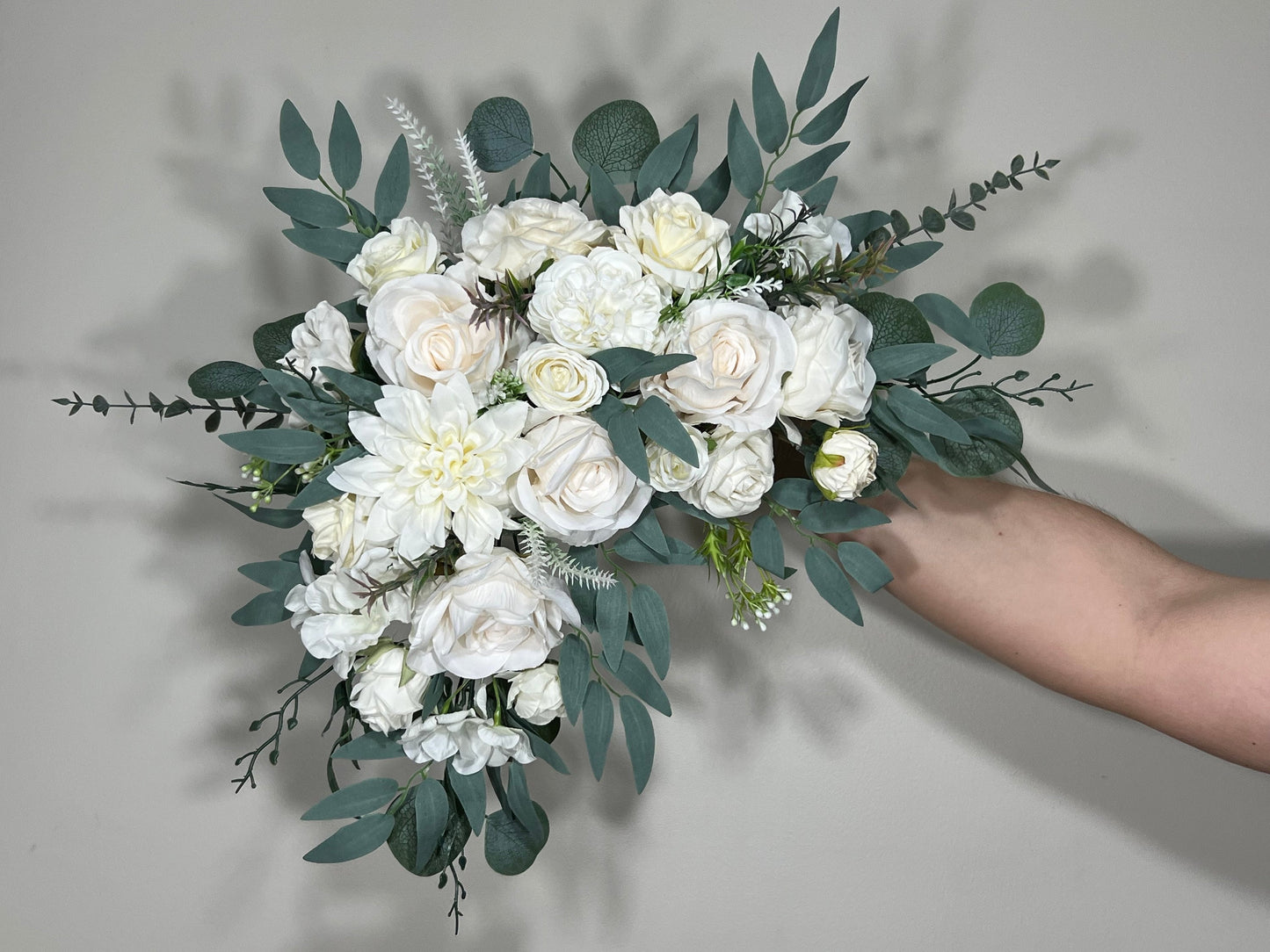 Wedding Corner Arch Arrangement White Corner Arch Arrangement Ivory Decor White Rose Artificial Flower Eucalyptus Sage Swag Arch