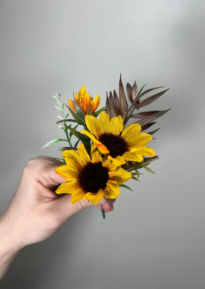 Wedding Sunflower Boutonniere Groom  Boutonnières Groomsmen Sunflower Boutonnière Groom Fall Sunflower Artificial Flowers