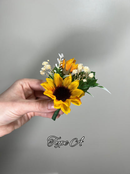 Wedding Sunflower Boutonniere Groom  Boutonnières Groomsmen Sunflower Boutonnière Groom Fall Sunflower Artificial Flowers