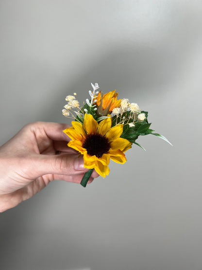 Wedding Sunflower Boutonniere Groom  Boutonnières Groomsmen Sunflower Boutonnière Groom Fall Sunflower Artificial Flowers