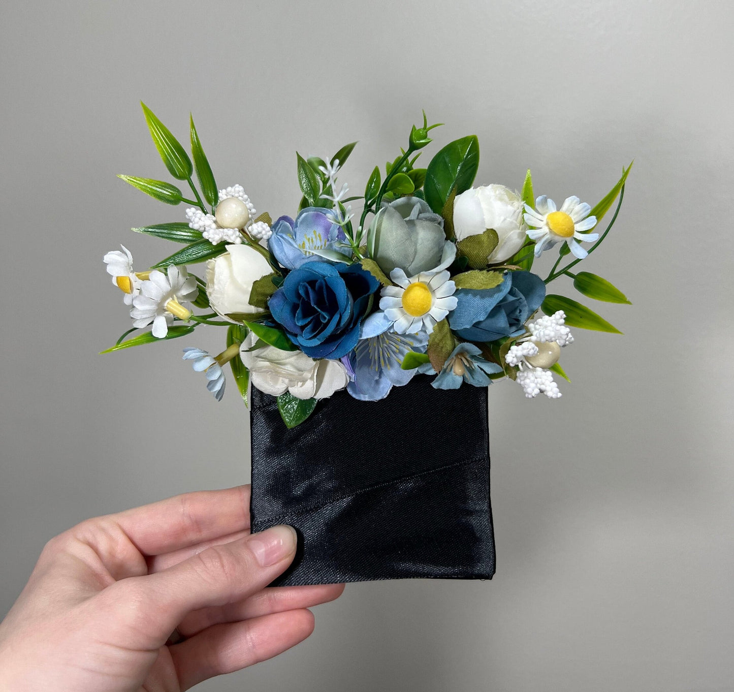 Wedding Pocket Boutonniere White Groom Boutonnière Dusty Blue Square Groomsmen Pocket Boutonniere Blue Rustic Decor Artificial Flower Wild