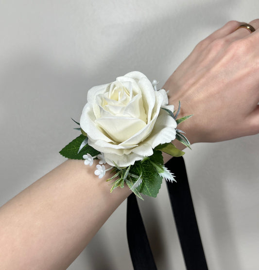 Wedding White Corsage Wrist Ivory Bridesmaids Corsage Ivory Mom Corsage Accessories White Rose Classic Corsage Sage Small Corsage