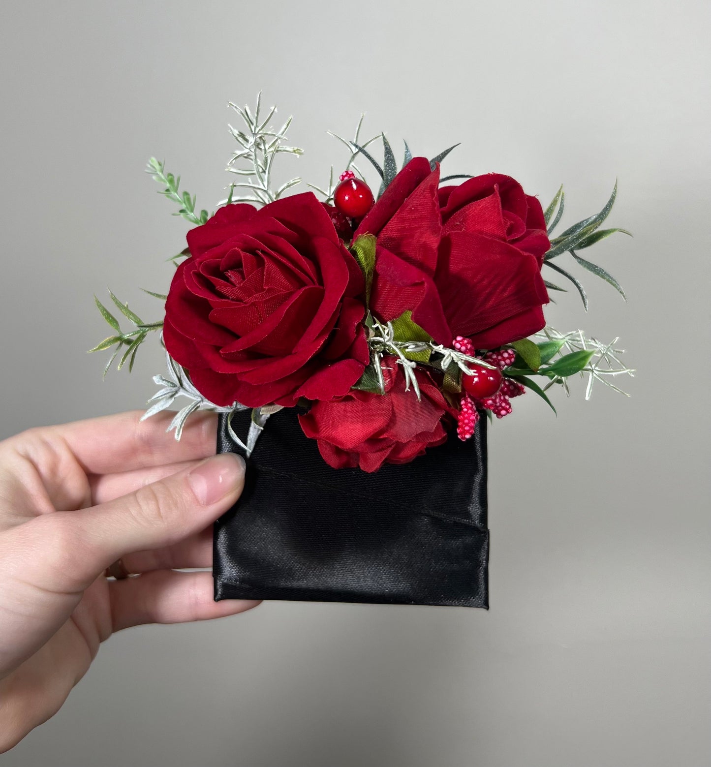 Wedding Pocket Boutonniere Red Groom Boutonnière Red Square Groomsmen Pocket Boutonniere Christmas Winter Rustic Decor Artificial Flowers