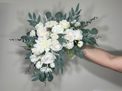 Wedding Corner Arch Arrangement White Corner Arch Arrangement Ivory Decor White Rose Artificial Flower Eucalyptus Sage Swag Arch