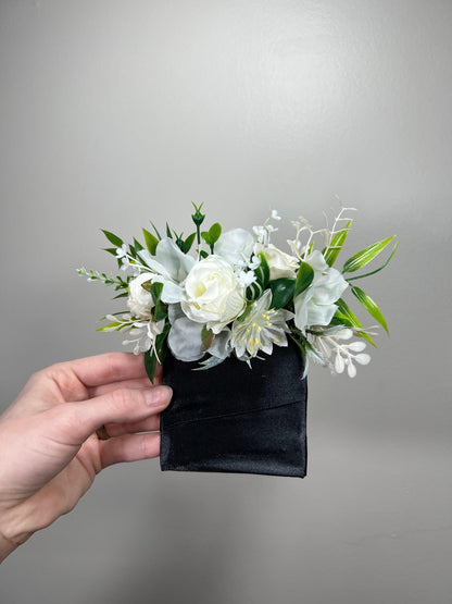 Wedding Pocket Boutonniere White Groom Boutonnière Ivory Square Groomsmen Pocket Boutonniere Wedding Ivory Rustic Decor Artificial Flowers