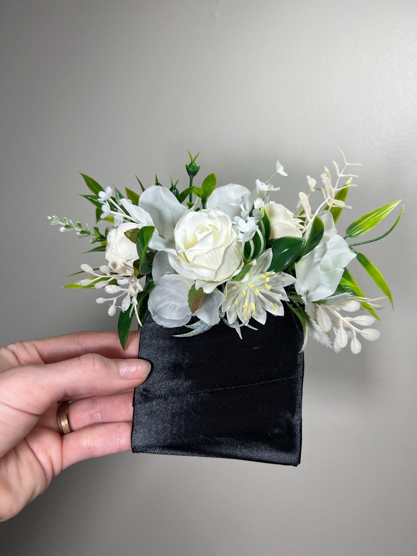 Wedding Pocket Boutonniere White Groom Boutonnière Ivory Square Groomsmen Pocket Boutonniere Wedding Ivory Rustic Decor Artificial Flowers