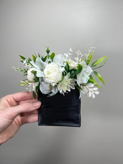 Wedding Pocket Boutonniere White Groom Boutonnière Purple Square Groomsmen Pocket Boutonniere Purple Rustic Decor Artificial Flowers Wild