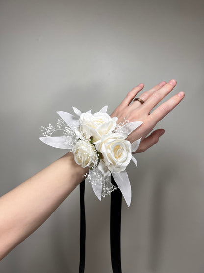 Wedding Boutonniere White Groom Wedding Groomsmen Boutonnière Ivory Artificial Flowers White Rose Classic Corsage White