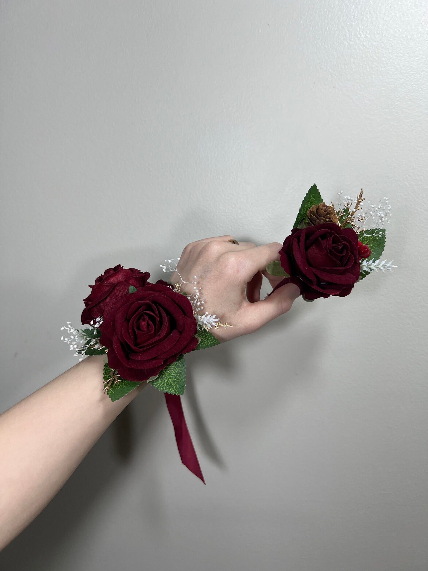 Wedding Boutonniere Burgundy Groom Corsage Burgundy Groomsmen Boutonnière Burgundy Red Boutonniere Corsage Bridesmaids Artificial Flower