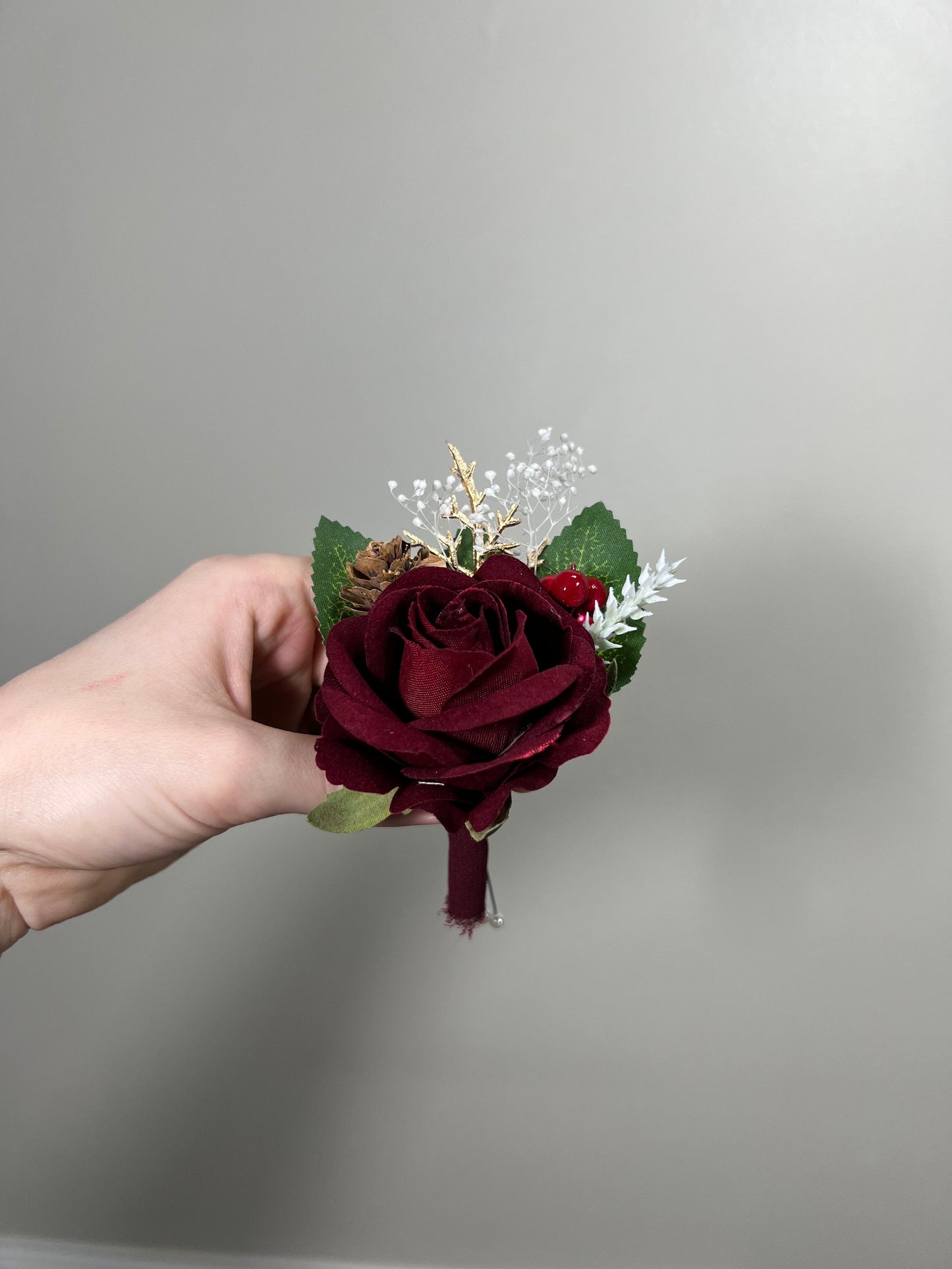 Wedding Boutonniere Burgundy Groom Corsage Burgundy Groomsmen Boutonnière Burgundy Red Boutonniere Corsage Bridesmaids Artificial Flower