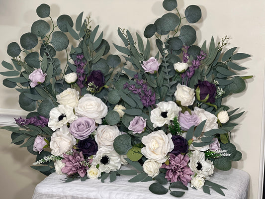 Set of 2 Aisle Flowers White Purple Aisle Marker Ground Arch Wedding Lilac Plum Barrel Ivory Whiskey Floor Arrangement Flower Anemone