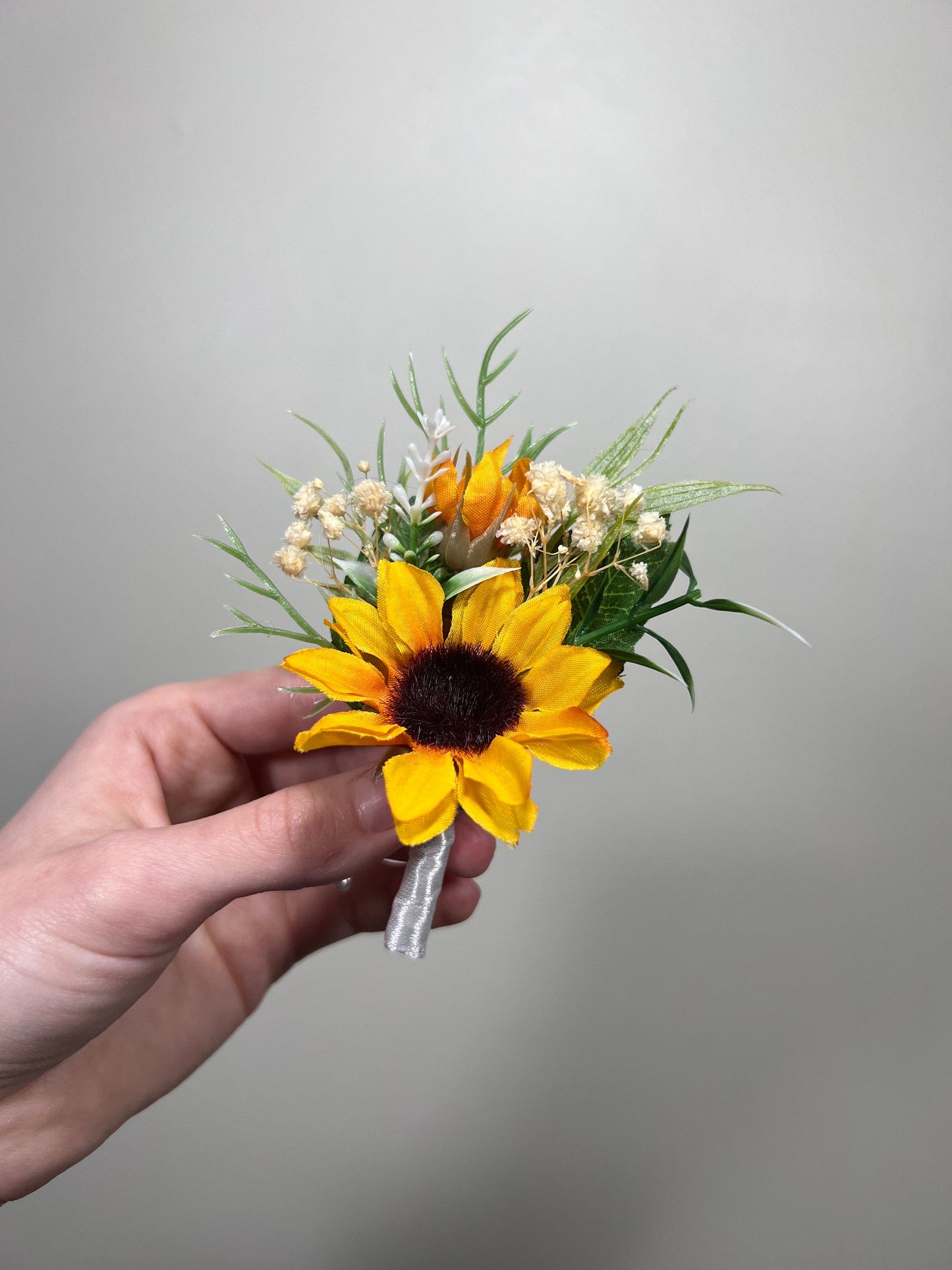 Sunflower Bouquet Wedding Boho Bridal Sunflower Wedding White Fall Decor Ivory Sunflower Bridesmaids Bouquet Pampas Grass Artificial Flowers